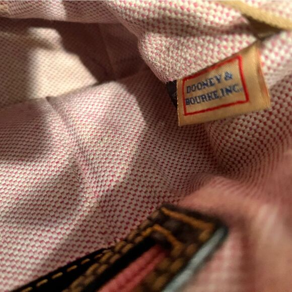 Dooney & Bourke Black and Tan Leather Tote Bag with Dust Bag - Picture 5 of 14